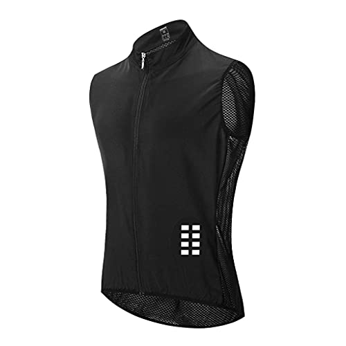 Chaleco Cortavientos Ciclismo Hombre Mujer Chaleco Bici Reflectante Impermeable Chaleco Bicicleta Transpirable Chaleco MTB Sin Mangas Chaqueta Sin Mangas Cortavientos,Negro,M