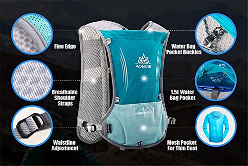 Chaleco mochila multifunción AONIJIE de 5 l, ideal para deportes al aire libre, acampadas, ciclismo, carreras, alpinismo o senderismo, incluye 1 botella de agua de 500 ml, negro