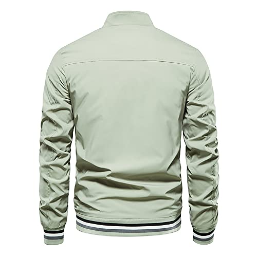 Chaqueta Hombre Regular Fit Cuello Pie/Capucha Empalme/Color Sólido Chaqueta Sport Hombres Primavera Otoño Chaqueta Transición Hombres Outdoor Chaqueta Prueba Viento Hombres B-Green XL