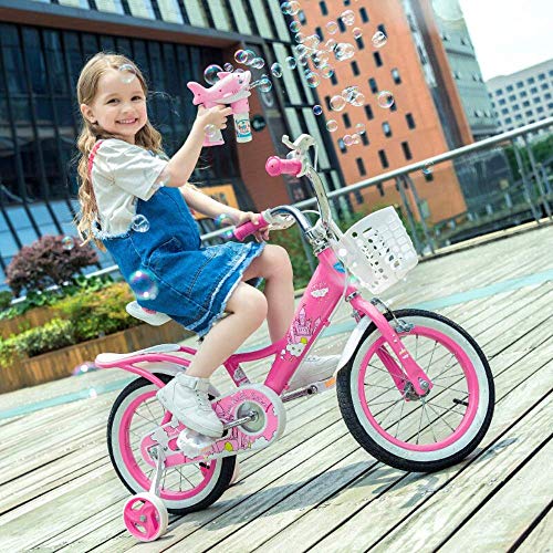 Chenbz Estilo Bicicletas niños Equilibrio niños de la Muchacha Princesa de Bicicletas Bicicletas de 12" 14" 16" 18" Bicicleta Niños 3-12 for Empuje Años de Edad Niños Formación Rosa Bici (Tamaño: 12"