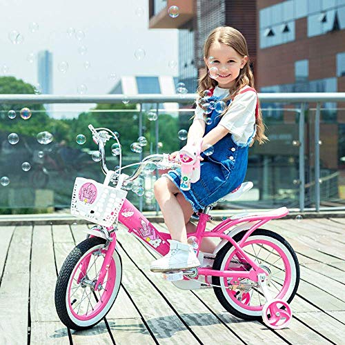 Chenbz Estilo Bicicletas niños Equilibrio niños de la Muchacha Princesa de Bicicletas Bicicletas de 12" 14" 16" 18" Bicicleta Niños 3-12 for Empuje Años de Edad Niños Formación Rosa Bici (Tamaño: 12"