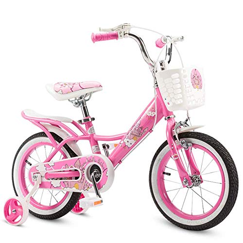 Chenbz Estilo Bicicletas niños Equilibrio niños de la Muchacha Princesa de Bicicletas Bicicletas de 12" 14" 16" 18" Bicicleta Niños 3-12 for Empuje Años de Edad Niños Formación Rosa Bici (Tamaño: 12"