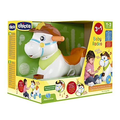 Chicco Baby Rodeo, Caballito Balancín para Bebés, Juguete Infantil Educativo e Interactivo, Poni Correpasillos para Niños con Efectos Sonoros, Juguetes para Niños de 1-3 Años, Máx. 25 Kg