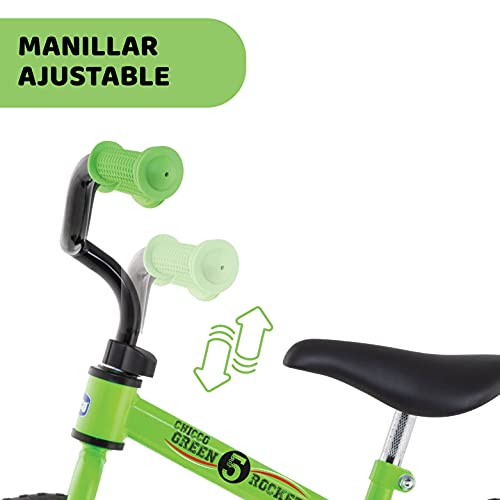 Chicco Bicicleta sin Pedales First Bike para Niños de 2 a 5 Años hasta 25 Kg, Bici para Aprender a Mantener el Equilibrio con Manillar y Sillín Ajustables, Color Verde - para Niños de 2 a 5 Años