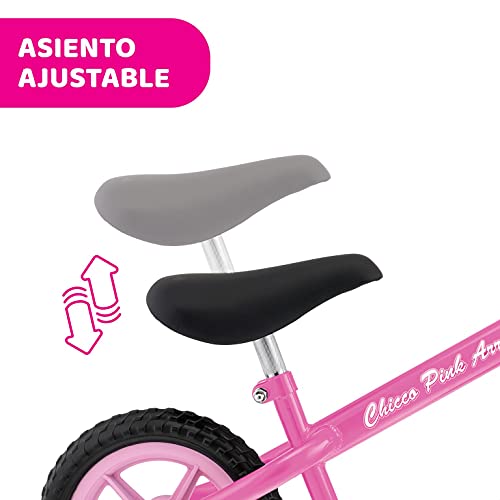 Chicco Bicicleta sin Pedales First Bike para Niños de 2 a 5 Años hasta 25 Kg, Bici para Aprender a Mantener el Equilibrio con Manillar y Sillín Ajustables, Color Rosa -para Niños de 2 a 5 Años