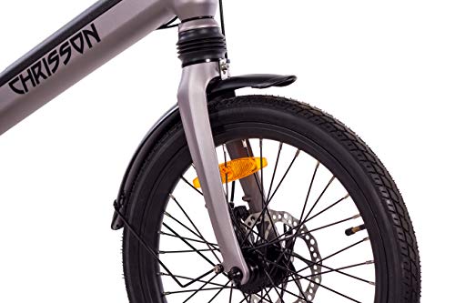 Chrisson 20ERTOSSILVER Bicicleta Electrica de 20" Plateada, Unisex-Adult, Normal