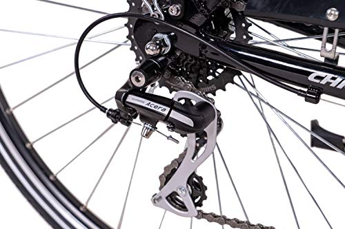 CHRISSON Bicicleta eléctrica de 28 pulgadas para trekking y ciudad, para hombre, E-Gent negro con 8 marchas Acera, Pedelec para hombre con motor delantero Ananda, 250 W, 36 V