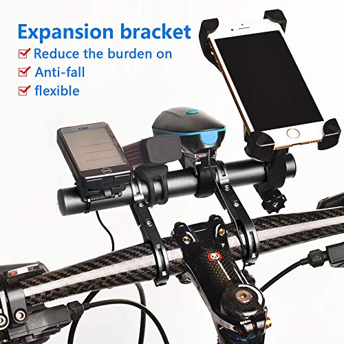 CHUER Extensor de Manillar para Bici, Soporte Manillar Bicicleta Soporte de Extensión con Abrazaderas Dobles, Soporte para Luz de Bicicleta MTB, GPS, Teléfono, Velocímetro - 20CM