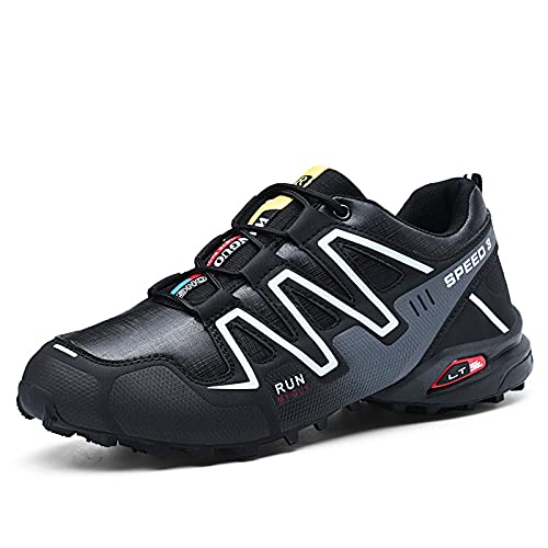 CHUIKUAJ Calzado de Ciclismo para Hombre Calzado de Ciclismo Indoor Sin Candado,Zapatos de Ciclismo de Bicicleta de Montaña Impermeables,Black-42EU