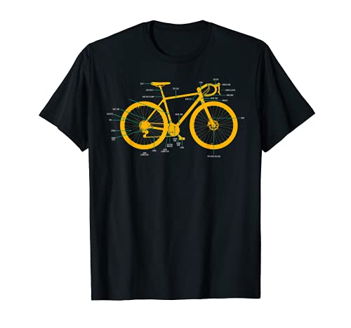 Ciclismo Bicicleta Anatomía Bike Parts MTB Biker Cyclist Camiseta
