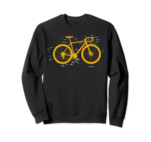 Ciclismo Bicicleta Anatomía Bike Parts MTB Biker Cyclist Sudadera