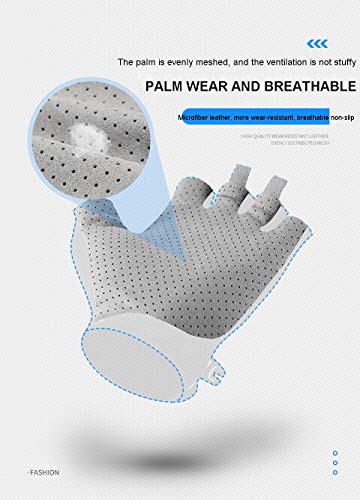 Ciclismo Guantes de Bicicleta Transpirables Antideslizantes para Bicicleta Hombres Mujeres Guantes Cortos de Bicicleta de Verano Guantes de Medio Dedo para Bicicleta de montaña - Gris, S