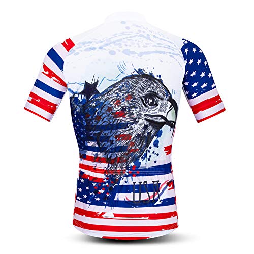 Ciclismo Jersey Hombres Manga Corta Cremallera Completa Bicicleta Top Camisas Transpirable Ropa Bandera Nacional