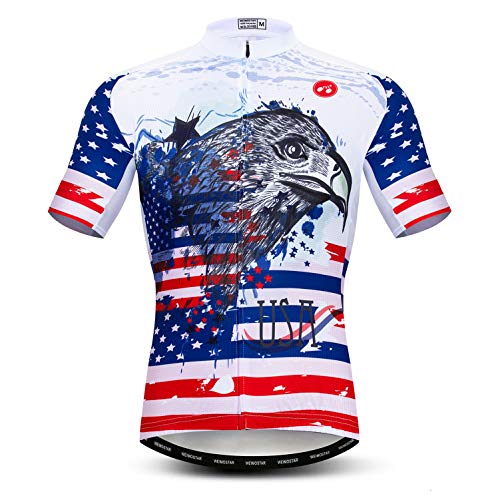 Ciclismo Jersey Hombres Manga Corta Cremallera Completa Bicicleta Top Camisas Transpirable Ropa Bandera Nacional