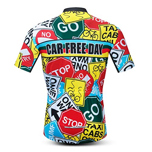 Ciclismo Jersey Hombres Verano Manga Corta Bike Jersey MTB Camisa Biking Tops, Patrón multi, X-Large