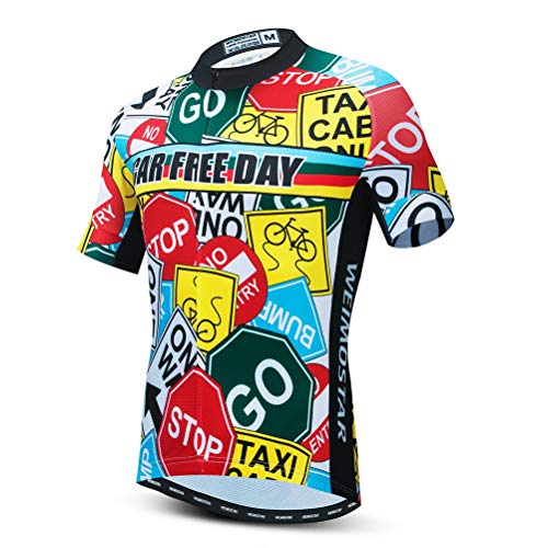 Ciclismo Jersey Hombres Verano Manga Corta Bike Jersey MTB Camisa Biking Tops, Patrón multi, X-Large