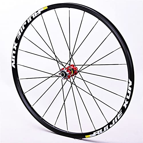 Ciclismo Ruedas Juego ruedas bicicleta 26"/27.5"/29" MTB Llantas doble pared Buje cassette carbono Rodamiento sellado Rueda bicicleta Freno disco QR 11 velocidades 24H ( Color : Black , Size : 29" )