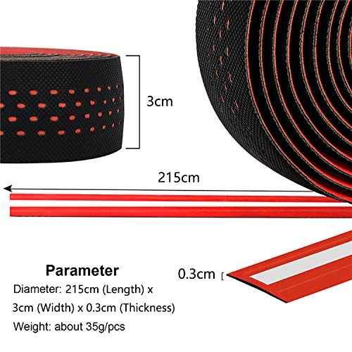 Cinta para manillar bicicleta Eva con tapón final, piezas de bicicleta para bicicleta carretera, bicicleta montaña, ligera, antideslizante, cómoda y cómoda banda para manillar bicicleta (negro/rojo)