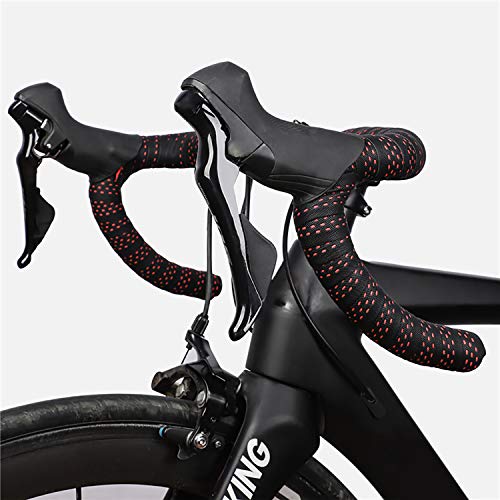 Cinta para manillar bicicleta Eva con tapón final, piezas de bicicleta para bicicleta carretera, bicicleta montaña, ligera, antideslizante, cómoda y cómoda banda para manillar bicicleta (negro/rojo)