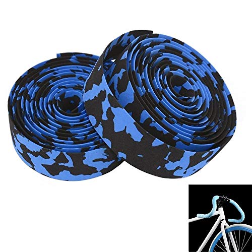 Cintas de Manillar Que Absorben Los Golpes Camouflage Cinta de Manillar Cinta de Manillar Enrollable Antideslizante, para Bicicleta de Carretera Bicicleta de Montaña Incl Tapón Final, 2 PCS (Azul)