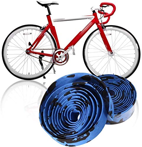 Cintas de Manillar Que Absorben Los Golpes Camouflage Cinta de Manillar Cinta de Manillar Enrollable Antideslizante, para Bicicleta de Carretera Bicicleta de Montaña Incl Tapón Final, 2 PCS (Azul)