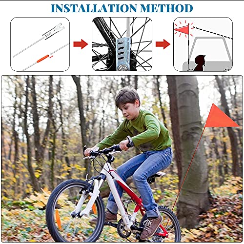 CJBIN Banderín Bicicleta Niño, 2 Piezas Banderín para Bicicleta Infantil, Longitud 180 cm, Piezas para Bicis, para Todas Las Bicicletas Infantiles Estándar - Naranja