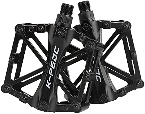 CLHBES Pedales de bicicleta de montaña MTB pedales planos de bicicleta, rodamientos de sellado durable de aluminio de 9 / 16 '' para la mayoría de las pistas de descenso de bicicletas BMX MTB enduro