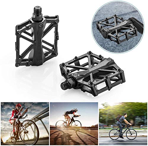 CLHBES Pedales de bicicleta de montaña MTB pedales planos de bicicleta, rodamientos de sellado durable de aluminio de 9 / 16 '' para la mayoría de las pistas de descenso de bicicletas BMX MTB enduro