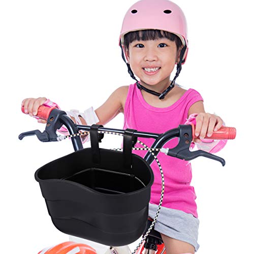 CLISPEED Cesta de bicicleta infantil delantera y trasera para bicicleta infantil, cesta de mimbre, cesta de mimbre desmontable, cesta para bicicleta para scooter, portaequipajes, cesta