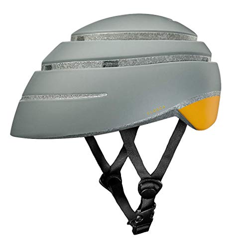 Closca Casco de Bicicleta para Adulto, Plegable Helmet Loop. Casco de Bici y Patinete Eléctrico/Scooter para Mujer y Hombre Unisex. Gris/Mostaza, Talla M