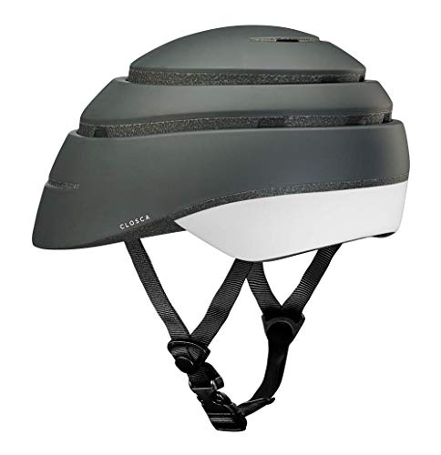 Closca Casco de Bicicleta para Adulto, Plegable Helmet Loop. Casco de Bici y Patinete Eléctrico/Scooter para Mujer y Hombre Unisex. Negro/Blanco, Talla M