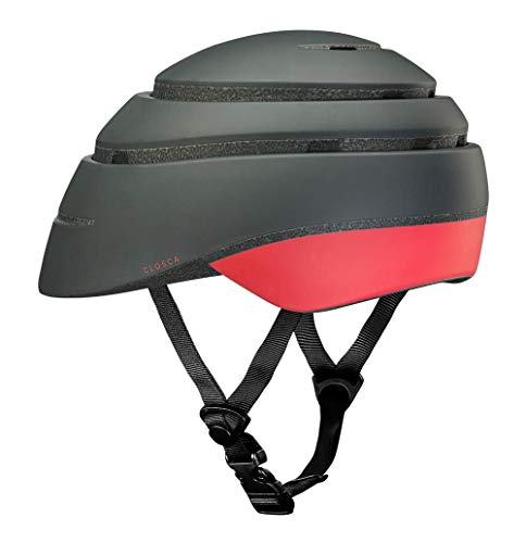 Closca Casco de Bicicleta para Adulto, Plegable Helmet Loop. Casco de Bici y Patinete Eléctrico/Scooter para Mujer y Hombre Unisex. Negro/Coral, Talla M