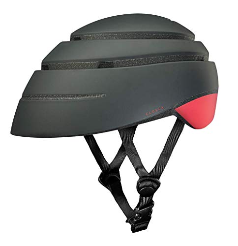 Closca Casco de Bicicleta para Adulto, Plegable Helmet Loop. Casco de Bici y Patinete Eléctrico/Scooter para Mujer y Hombre Unisex. Negro/Coral, Talla M