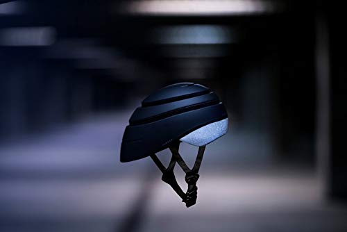 Closca Casco de Bicicleta para Adulto, Plegable Helmet Loop. Casco de Bici y Patinete Eléctrico/Scooter para Mujer y Hombre Unisex. Negro/Reflectante, Talla M