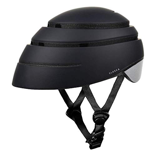 Closca Casco de Bicicleta para Adulto, Plegable Helmet Loop. Casco de Bici y Patinete Eléctrico/Scooter para Mujer y Hombre Unisex. Negro/Reflectante, Talla M