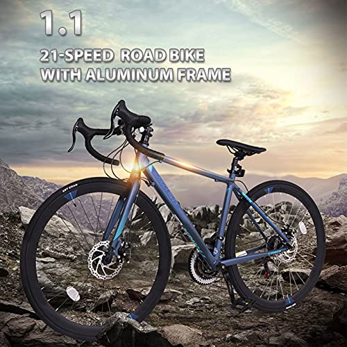 Clouds Bicicleta de Montaña 700C Ultraligera, Bicicleta de Montaña De Carreras para Hombres De 21 Velocidades, Bicicletas De Carreras con Freno De Disco Doble, Unisex para Amantes del Ciclismo