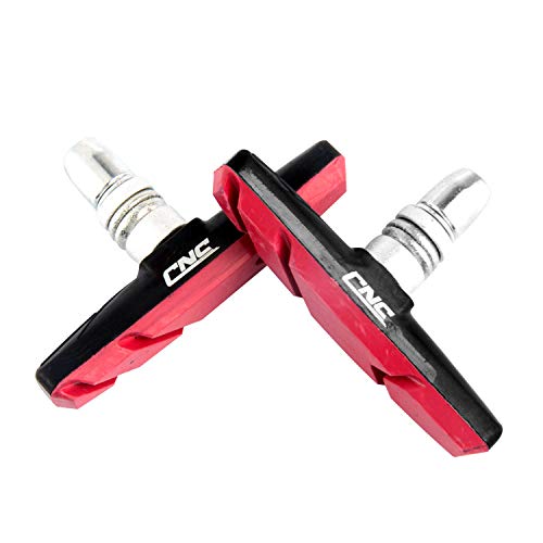 CNC Pastillas de Freno V Brake, Pastillas Freno V de 70 mm para Bicicleta, Negro/Rojo, 2 Pares