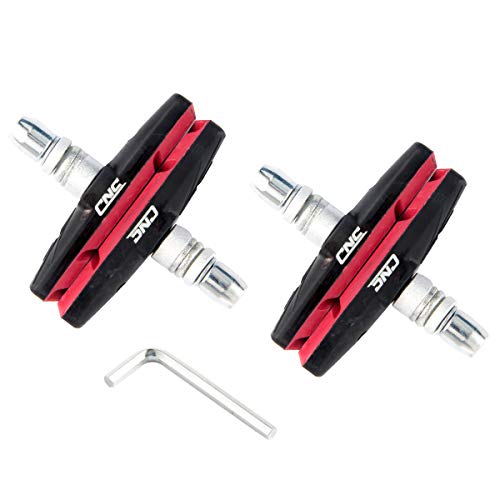 CNC Pastillas de Freno V Brake, Pastillas Freno V de 70 mm para Bicicleta, Negro/Rojo, 2 Pares