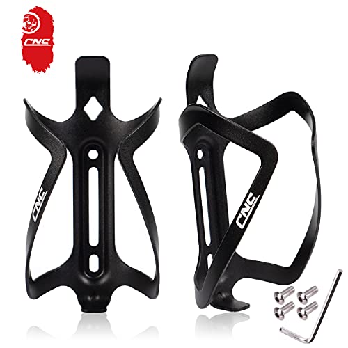 CNC Portabidón para Bicicleta, Portabidones para Bicicleta MTB，Aluminio Portabidón de Bicicleta，2 pcs, Negro