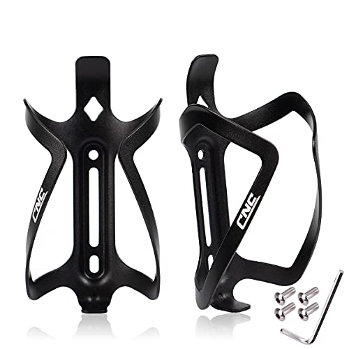 CNC Portabidón para Bicicleta, Portabidones para Bicicleta MTB，Aluminio Portabidón de Bicicleta，2 pcs, Negro