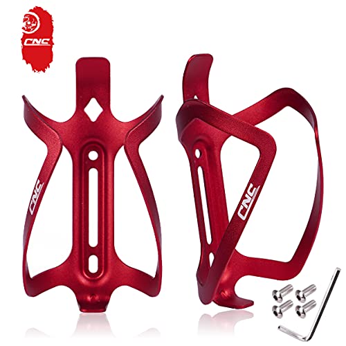 CNC Portabidón para Bicicleta, Portabidones para Bicicleta MTB，Aluminio Portabidón de Bicicleta，2 pcs, Rojo