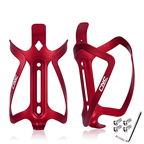 CNC Portabidón para Bicicleta, Portabidones para Bicicleta MTB，Aluminio Portabidón de Bicicleta，2 pcs, Rojo