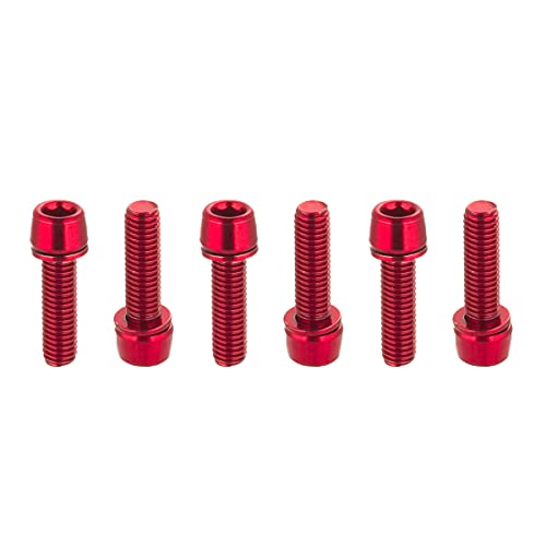 CNC Tornillos para Bicicleta，MTB Tornillo vástago， M5 x 18 mm Tornillos de Potencia y Manillar，Rojo