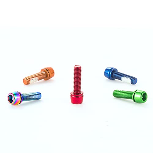 CNC Tornillos para Bicicleta，MTB Tornillo vástago， M5 x 18 mm Tornillos de Potencia y Manillar，Rojo