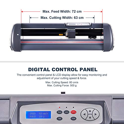 CO-Z Plotter de Corte de Vinilo 72cm Plóter de Corte con Soporte Máquina Cortadora de Vinilo para Hacer Carteles con Controles Digitales Software SignMaster Precisión de 0,01 mm (72cm)