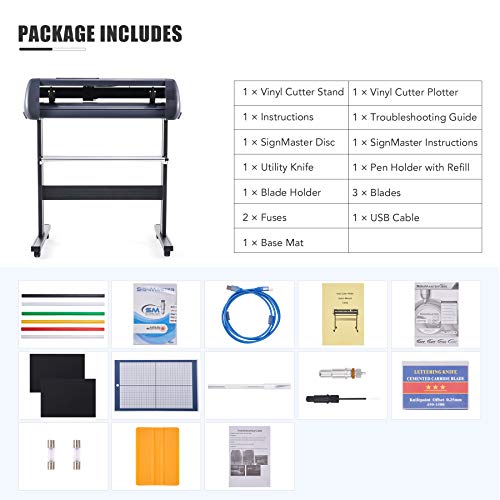 CO-Z Plotter de Corte de Vinilo 72cm Plóter de Corte con Soporte Máquina Cortadora de Vinilo para Hacer Carteles con Controles Digitales Software SignMaster Precisión de 0,01 mm (72cm)