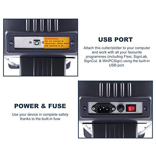CO-Z Plotter de Corte de Vinilo 72cm Plóter de Corte con Soporte Máquina Cortadora de Vinilo para Hacer Carteles con Controles Digitales Software SignMaster Precisión de 0,01 mm (72cm)