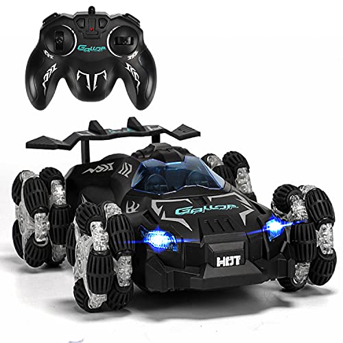 Coche Teledirigido, BMSARE 2,4GHz Coche Teledirigidos con Luz LED, 360° Rociar Deriva Coche con Batería Recargable, 4x4 Alta Velocidad 20km/h RC Coche para Niños Regalo Cumpleaños