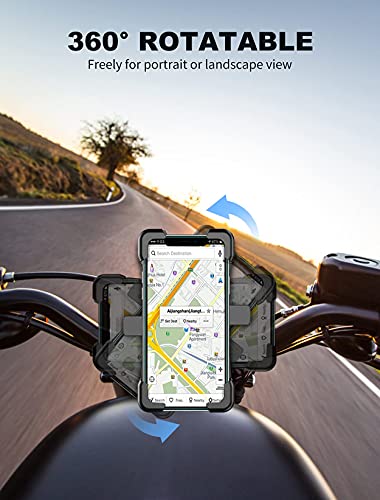 Cocoda Soporte Movil Bicicleta, 360° Rotación Soporte Movil Moto Desmontable, Acero Inoxidable Anti Vibración Soporte Movil Bici Compatible con iPhone 13/12/11/SE, Samsung S20 y Otro 4.5-7.2" Móvil