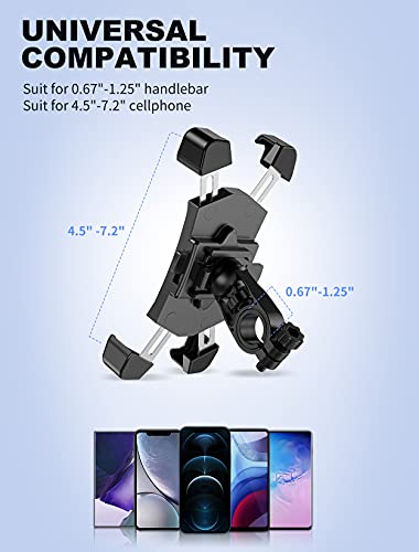 Cocoda Soporte Movil Bicicleta, 360° Rotación Soporte Movil Moto Desmontable, Acero Inoxidable Anti Vibración Soporte Movil Bici Compatible con iPhone 13/12/11/SE, Samsung S20 y Otro 4.5-7.2" Móvil